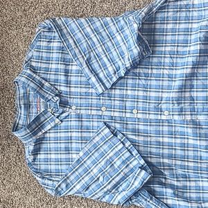 IZOD men's short sleeved striped casual button down